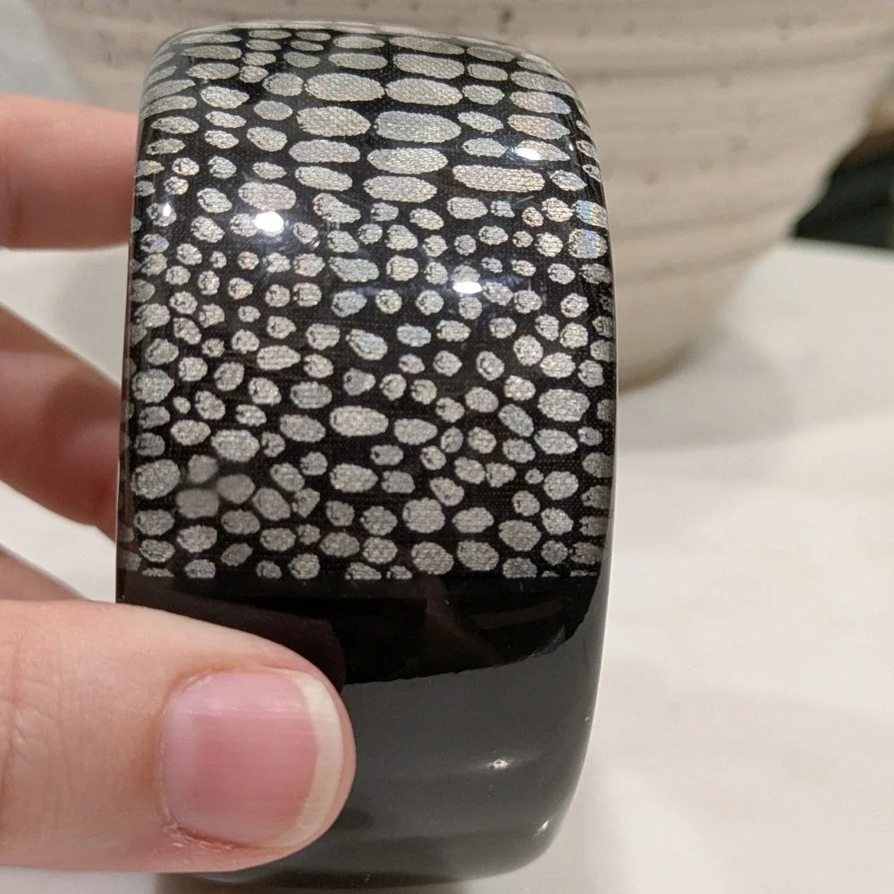 Unbranded Resin Bangle Bracelet Black Silver Pebble Statement Cuff 80s Madonna